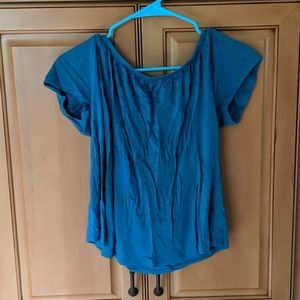 Blue off the shoulder shirt